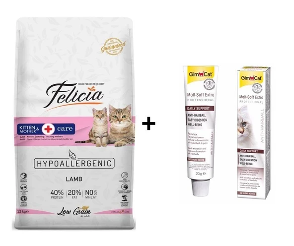 Felicia Kuzulu Yavru Kedi Maması 12 Kg + GimCat Malt Soft Extra 20 gr ürün görseli 1