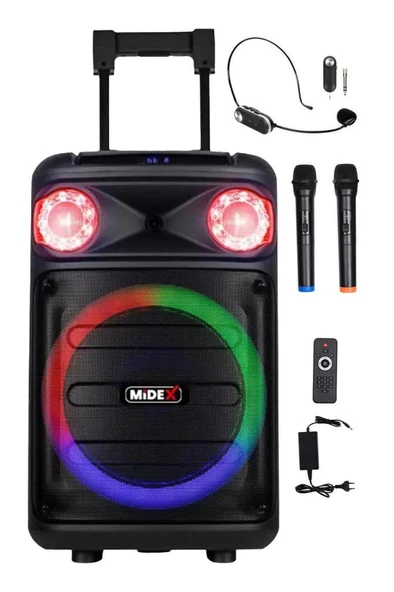 Midex MXR-1300HX FM Radyolu Taşınabilir Seyyar Portatif 3 Mikrofonlu Şarjlı Ses Sistemi Hoparlör 1300W ürün görseli 1