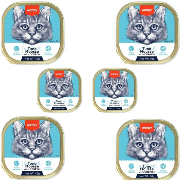 Wanpy Ton Ve Morina Balıklı Alutray Kedi Yaş Mama 40 Gr 6'lı Paket ürün görseli 1