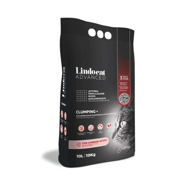 Lindocat Advanced Aktif Karbonlu Ekstra Topaklanan Bentonit Kedi Kumu 10 Lt ürün görseli 1