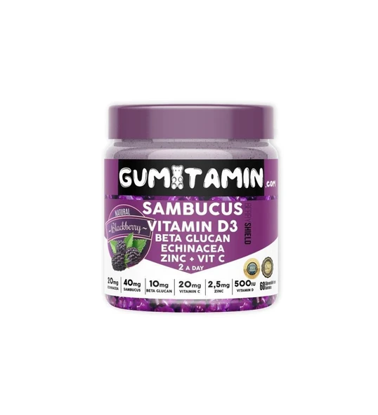 Gumitamin Sambucus Vitamin D3 Beta Glucan Zinc + Vit C 60 Gummies ürün görseli 1