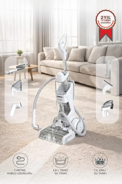 Halı ve Koltuk Yıkama Temizleme Leke Çıkartma Makinesi 800W DHY1000 Beyaz ürün görseli 1