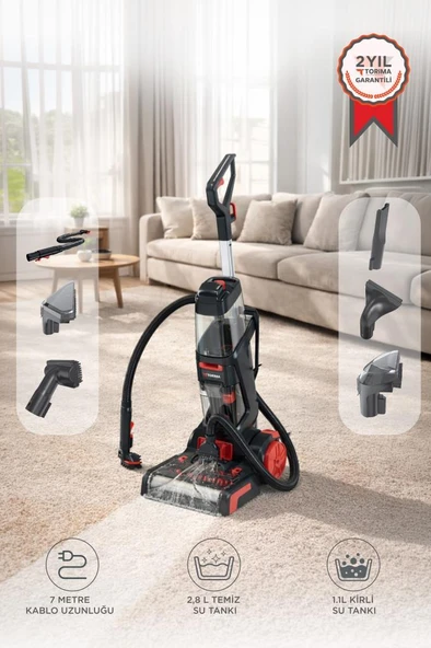 Halı ve Koltuk Yıkama Temizleme Leke Çıkartma Makinesi 800W DHY1000 Siyah ürün görseli 1