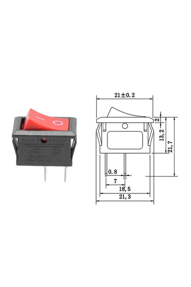 KCD1 2 Pin Anahtar Kırmızı - Resim 3