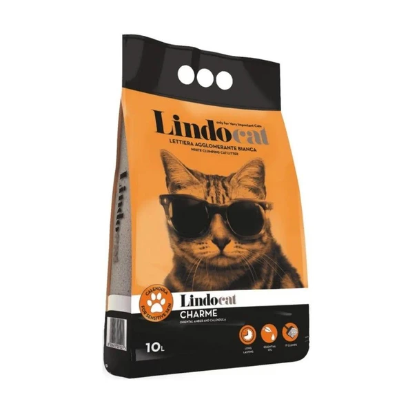Lindocat Charme Amber Kokulu Topaklanan Kalın Taneli Bentonit Kedi Kumu 10 Lt ürün görseli 1