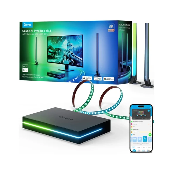 Govee AI Sync Box Kit 2 27-34 inç Gaming Monitör Arkası Aydınlatma - H6603311 ürün görseli 1
