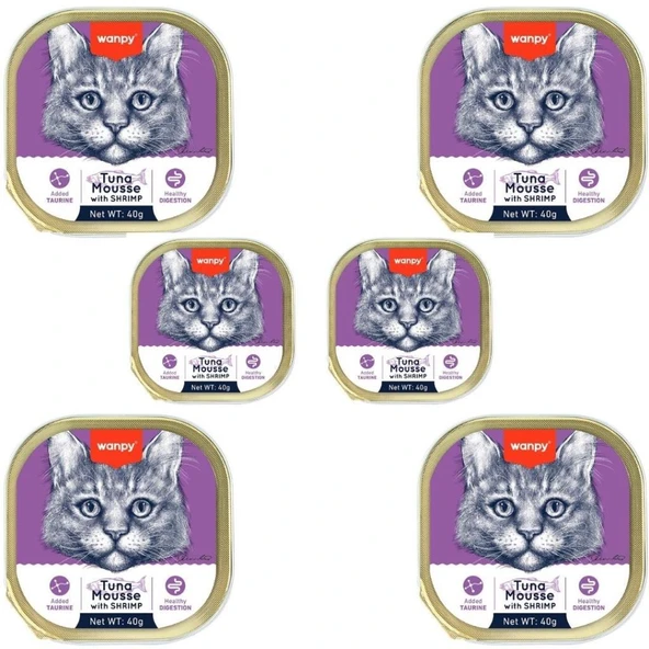 Wanpy Ton Balıklı Ve Karidesli Alutray Kedi Yaş Mama 40 Gr 6'lı Paket ürün görseli 1