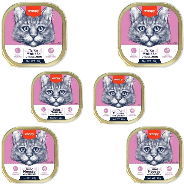 Wanpy Ton Balıklı Ve Somonlu Alutray Kedi Yaş Mama 40 Gr x 6 Adet ürün görseli 1