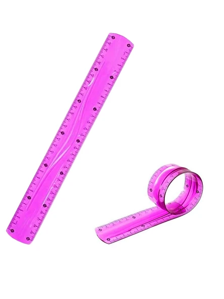 Pembe Esnek Plastik Cetvel Flexy Cetvel Kırılmayan Cetvel 30 Cm - 1 Adet ürün görseli 1