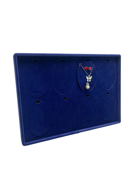 Süet Kumaş Lacivert 34-24 Cm Ayaklı 8 Pedli Kolye Tabla Stand ürün görseli 1