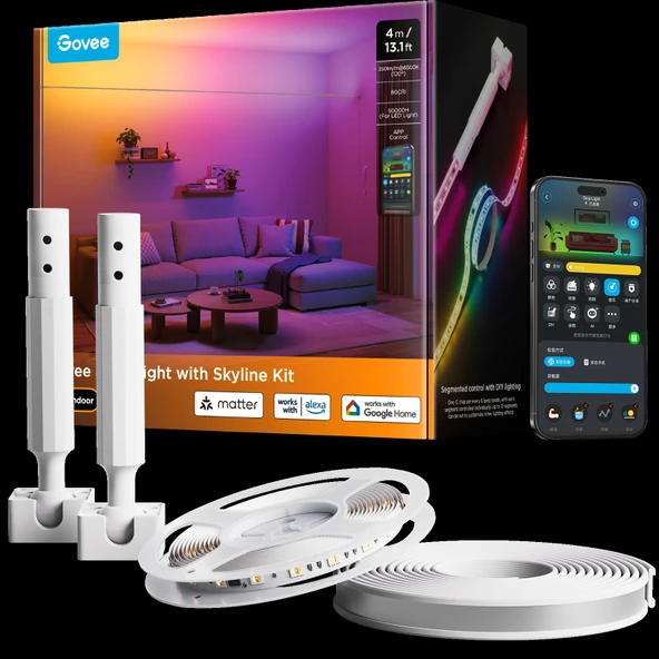 Govee RGBICWW Skyline Duvarlar Arası Kesilebilir LED Şerit - 4 Metre - H61B83H1 ürün görseli 1
