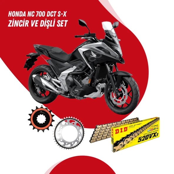 HONDA NC 700 DCT S-X 12-13 DID VX3 GOLD ZİNCİR DİŞLİ SET ürün görseli 1