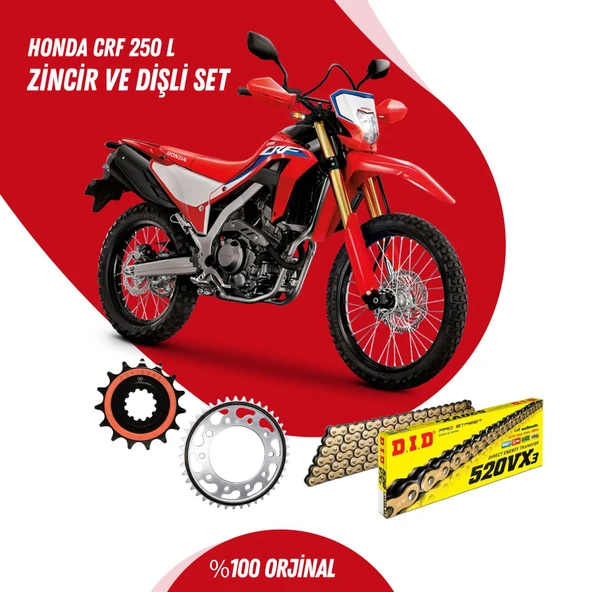 HONDA CRF 250 L 13-23 DID VX3 GOLD ZİNCİR DİŞLİ SET ürün görseli 1