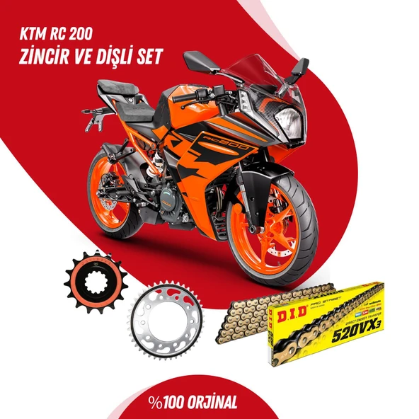 KTM RC 200 14-23 DID VX3 GOLD ZİNCİR DİŞLİ SET ürün görseli 1