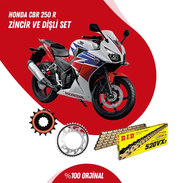 HONDA CBR 250 R 11-13 DID VX3 GOLD ZİNCİR DİŞLİ SET ürün görseli 1