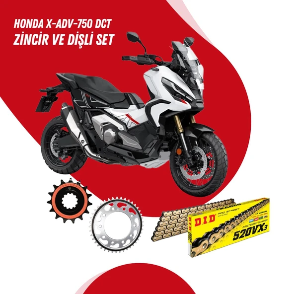 HONDA X-ADV 750 DCT 17-23 DID VX3 GOLD ZİNCİR DİŞLİ SET ürün görseli 1