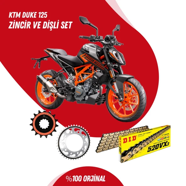 KTM DUKE 125 14-23 DID VX3 GOLD ZİNCİR DİŞLİ SET ürün görseli 1