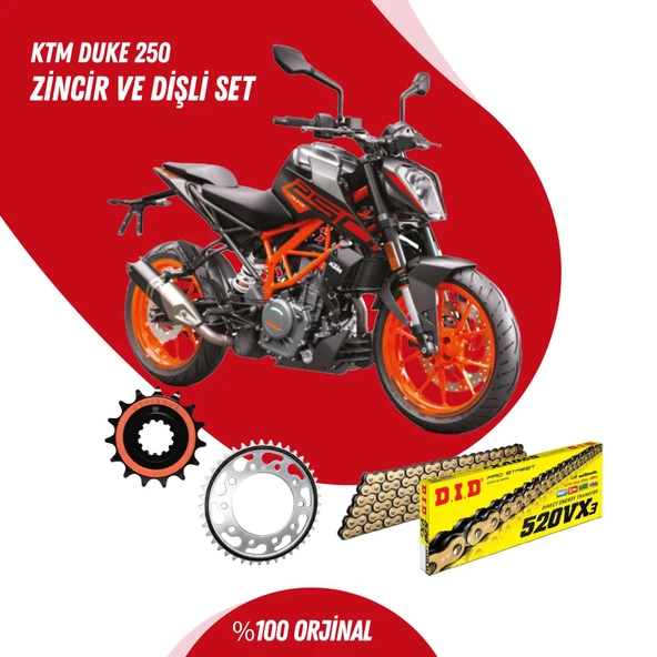 KTM DUKE 250 15-23 DID VX3 GOLD ZİNCİR DİŞLİ SET ürün görseli 1