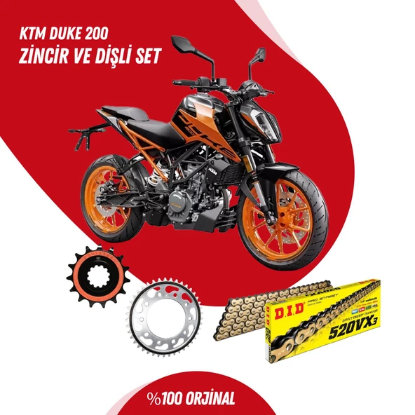 KTM DUKE 200 15-23 DID VX3 GOLD ZİNCİR DİŞLİ SET ürün görseli 1
