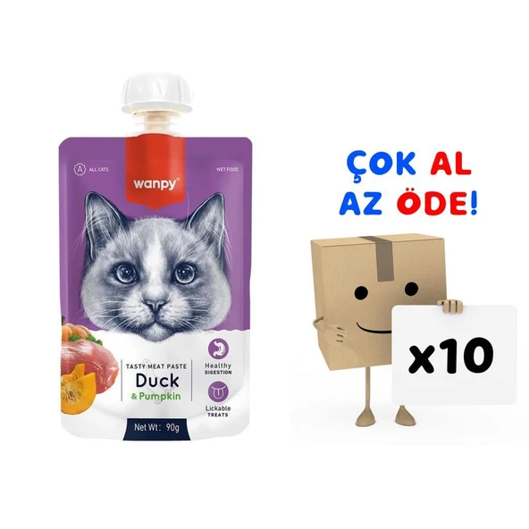 Wanpy Taze Ördekli&Bal Kabaklı  Kedi Et Ezmesi 90 gr 10'lu Paket ürün görseli 1