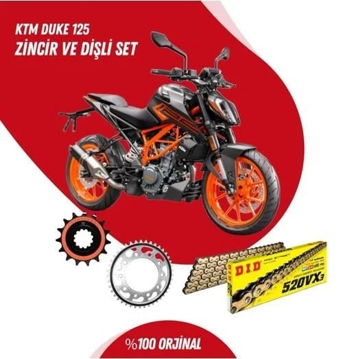 KTM DUKE 125 11-13 DID VX3 GOLD ZİNCİR DİŞLİ SET ürün görseli 1
