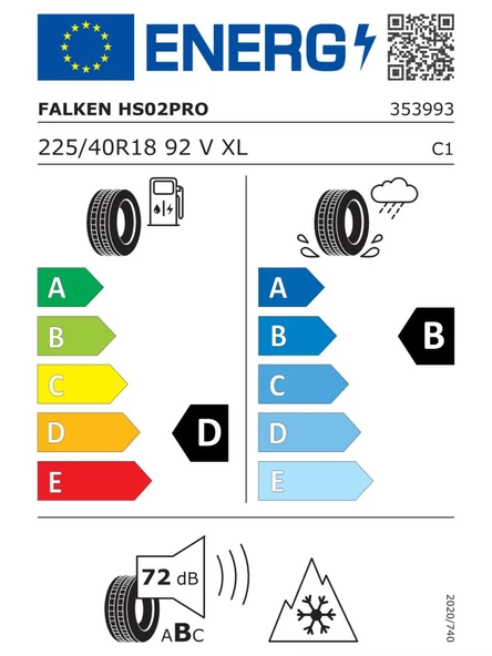 FALKEN 225/40R18 92W XL EUROWINTER HS02 PRO 2025 ÜRETİM KIŞ LASTİĞİ ürün görseli 1