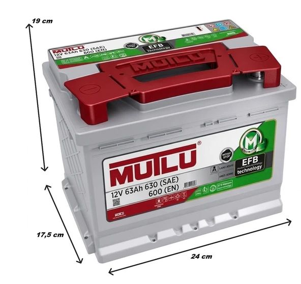 Mutlu EFB Start-Stop 12 V 63 Ah 600 EN Akü - Resim 2
