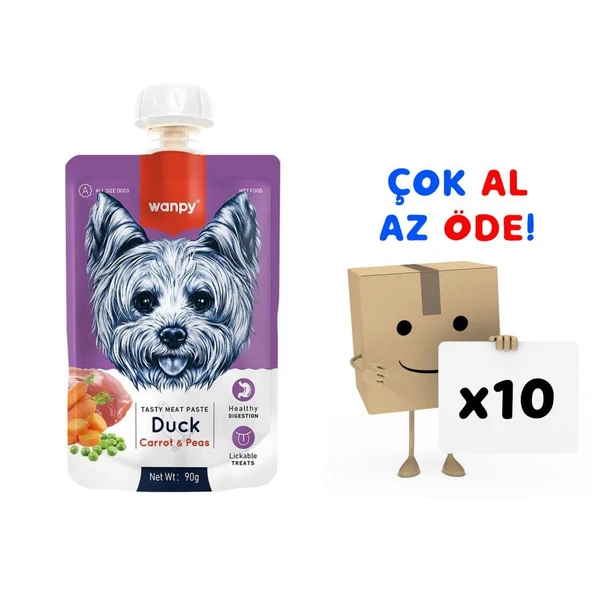 Wanpy Taze Ördekli&Havuçlu  Köpek Et Ezmesi 90 gr 10'lu Paket ürün görseli 1