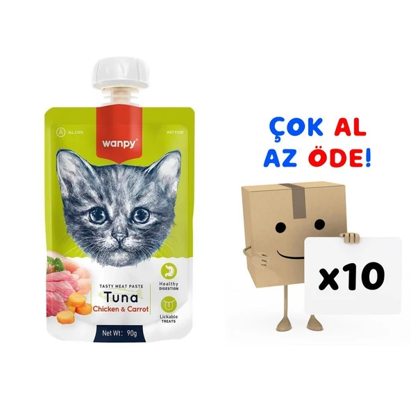 Wanpy Taze Ton Balıklı&Tavuklu  Kedi Et Ezmesi 90 gr 10'lu Paket ürün görseli 1