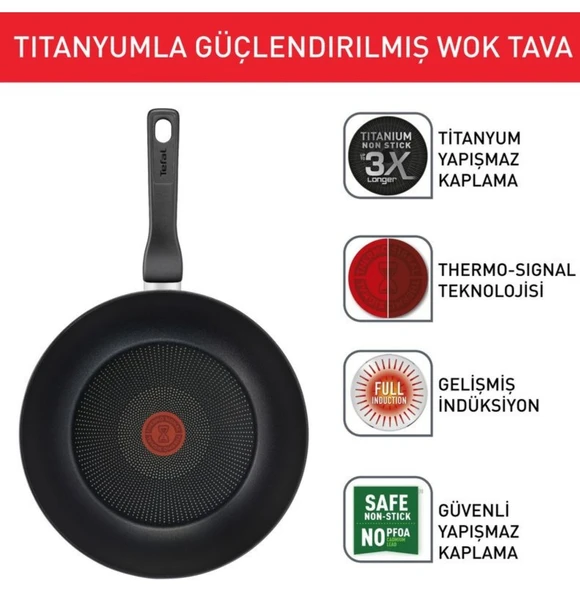 Tefal Titanium Force Wok Tava 28CM - 2100134004 - Resim 2