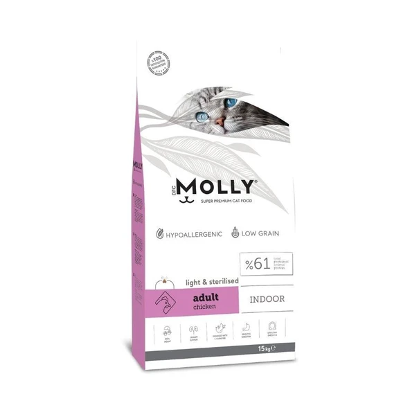 Molly Düşük Tahıllı Hypoallergenic Tavuklu Light Kısırlaştırılmış Yetişkin Kedi Maması 15 Kg ürün görseli 1