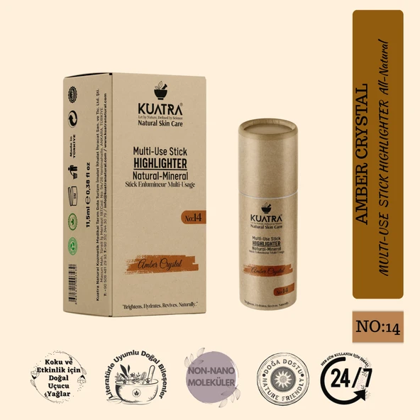 Kuatra Amber Crystal – Doğal Bakır Işıltı Highlighter Stick | Nemlendirici & Antioksidan | Plastiksiz Ambalaj ürün görseli 1