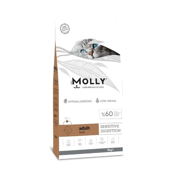 Molly Düşük Tahıllı Hypoallergenic Kuzulu Yetişkin Kedi Maması 15 Kg ürün görseli 1