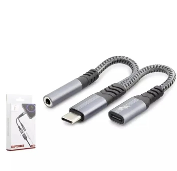 Hadron Gj-018 Type-C To 3.5Mm + Type-C F Kablo Car Şarj 100W Siyah ürün görseli 1