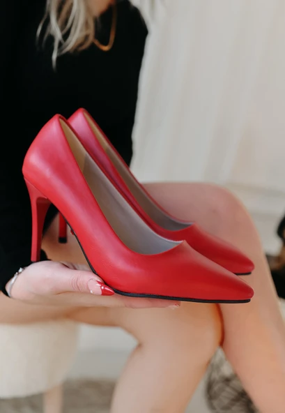 Jilya Kırmızı Cilt Stiletto Ayakkabı ürün görseli 1