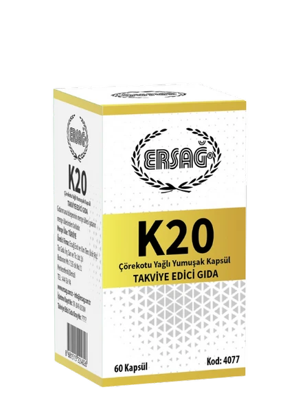 ERSAĞ K20 TAKVİYE EDİCİ GIDA 60 KAPSÜL ürün görseli 1