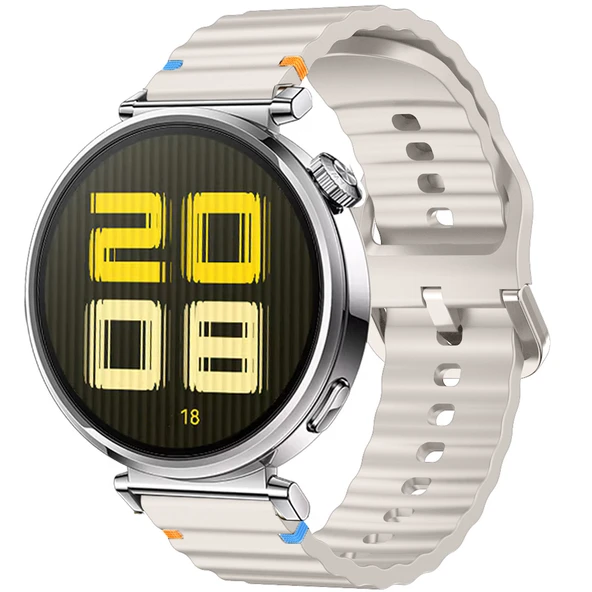 Huawei Watch GT5 41mm İle Uyumlu Dalga Desenli Tokalı Yumusaş Soft Silikon Kordon  Starlight ürün görseli 1