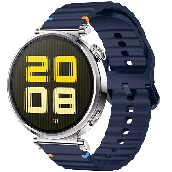 Huawei Watch GT5 41mm İle Uyumlu Dalga Desenli Tokalı Yumusaş Soft Silikon Kordon  Lacivert ürün görseli 1