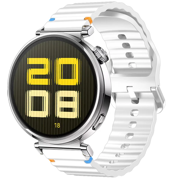 Huawei Watch GT5 41mm İle Uyumlu Dalga Desenli Tokalı Yumusaş Soft Silikon Kordon  Beyaz ürün görseli 1