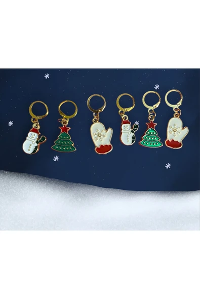 BAE ATOLYE 6 LI YILBAŞI NOEL TEMALI KÜPE SET ürün görseli 1