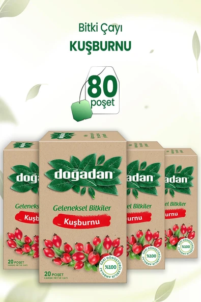 Doğadan Kuşburnu Çayı 20'li x 4 Adet ürün görseli 1