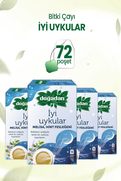 Doğadan İyi Uykular Çayı Melisa ve Hint Fesleğeni 18' li x 4 Adet ürün görseli 1