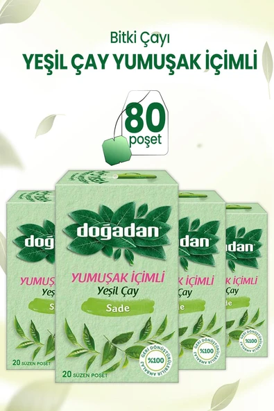 Doğadan Yeşil Çay Yumuşak İçimli 20'li x 4 adet ürün görseli 1