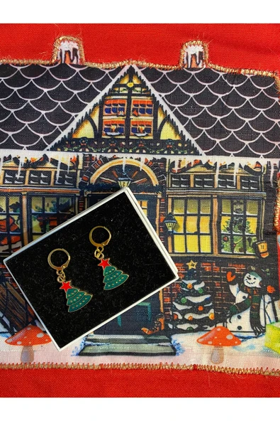 BAE ATOLYE YILBAŞI NOEL TEMALI KÜPE SET ÇAM AĞACI ürün görseli 1