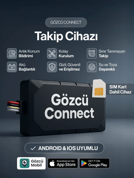 Gözcü Mobil Connect Takip Cihazı Anlık Konum Takibi Geçmişe Dönük Veri Araç Motor Gizli Takip Cihazı Geofenceli ürün görseli 1