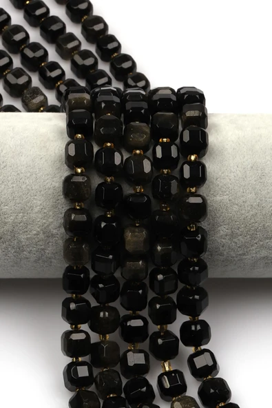 Golden Obsidyen Doğal Taş Dizi 8 mm Küp Kesim ürün görseli 1