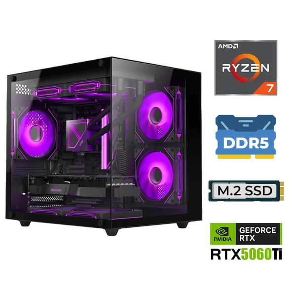 Xaser Elite X160 Ryzen 7 7800X3D 32GB DDR5 Ram 1TB M.2 NVMe SSD 16GB RTX5060Ti Sıvı Soğutmalı Oyuncu Tavsiye Sistem ürün görseli 1
