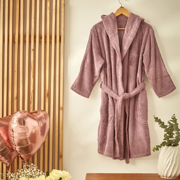 Karaca Home Softy Lila %100 Pamuk Nakışlı Bornoz S/M ürün görseli 1