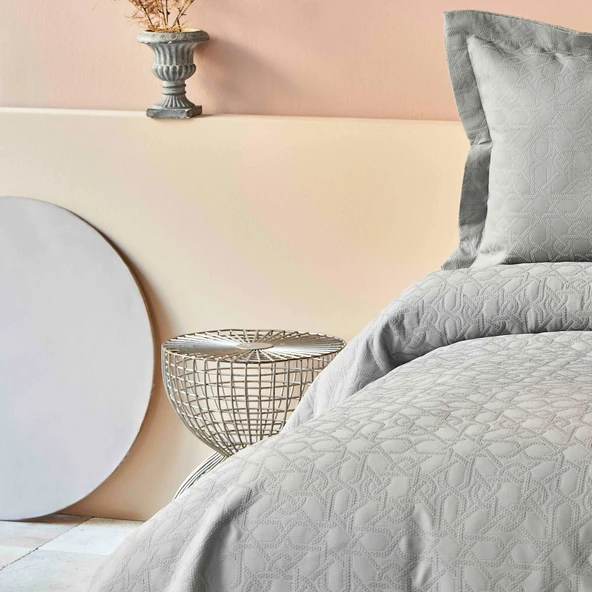 Karaca Home Back To Basic Gri Tek Kişilik Yatak Örtüsü ürün görseli 1