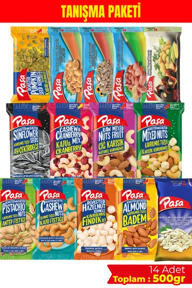 14lü Karışık Kuruyemiş Tanışma Paketi 500 gr – Mini Tadım Seti ürün görseli 1